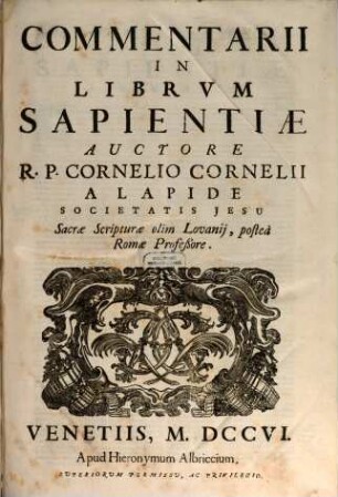Commentarii In Librvm Sapientiae