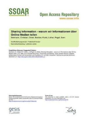 Sharing Information - warum wir Informationen über Online-Medien teilen