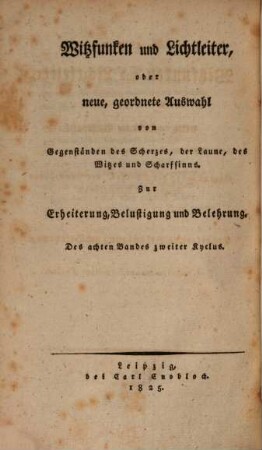 Neue Witzfunken, 8,2. 1825