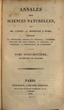 Annales des sciences naturelles. 28. 1833