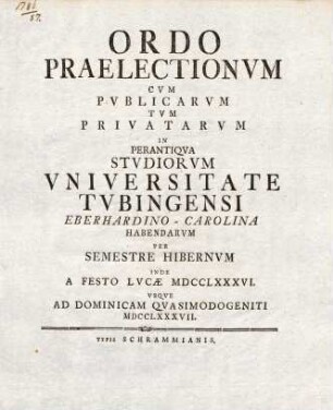 Vorlesungsverzeichnis 1786/87