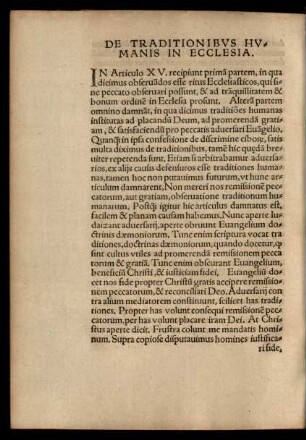 De Traditionibus Humanis In Ecclesia.