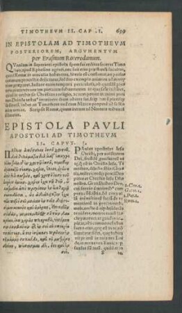 In Epistolam Ad Timotheum Posteriorem, Argumentum ...