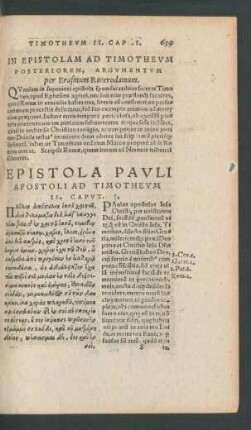 In Epistolam Ad Timotheum Posteriorem, Argumentum ...