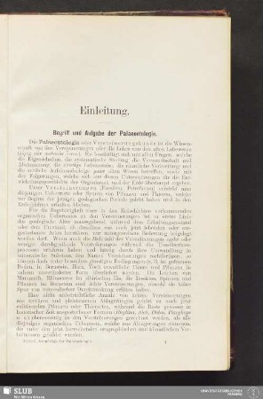 Einleitung. Begriff und Aufgabe der Palaeontologie