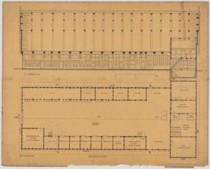 Niederdornberg (Kreis Bielefeld): Hof Meier zur Müdehorst. Haupthaus (Grundriss, Längsschnitt)