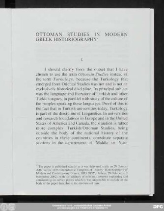 Ottoman Studies In Modern Greek Historiography