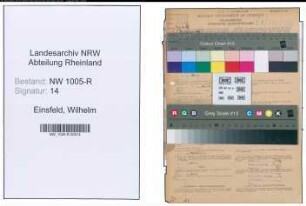 Entnazifizierung Wilhelm Einsfeld , geb. 29.09.1891 (Reichsbahn-Sekretaer)