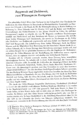 Buygenrode und Doddenrode, zwei Wüstungen im Rosengarten