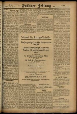 Zweite Ausgabe vom Mittwoch, den 15. März 1916.