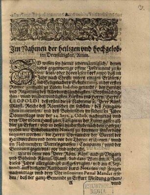 Relation An Die Römische Käyserliche Mayestätt, Von Deroselben Commissarien über die beschehene Achts-Erklärung der Statt Erfurt abgangen
