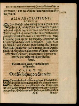 Caput VII. Von Besuchung der Krancken.