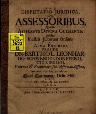 Disputatio Iuridica, De Assessoribus
