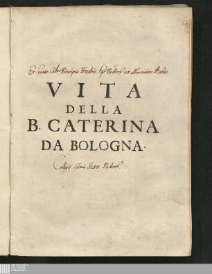 Vita Della B. Caterina Da Bologna