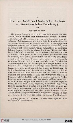Über den Anteil des künstlerischen Instinkts an literarhistorischer Forschung