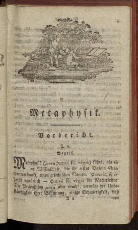 Metaphysik. Vorbericht.
