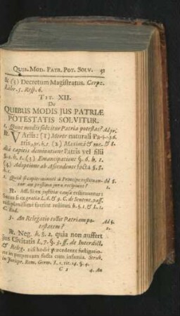Tit. XII. De Quibus Modis Ius Patriae Potestatis Solvitur.