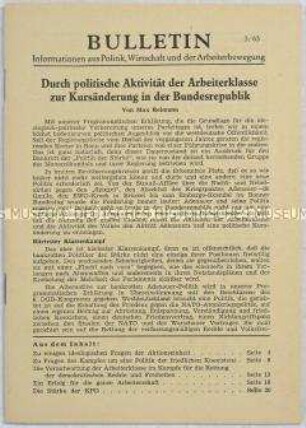 Illegales Informationsblatt der KPD "Bulletin" u.a. mit einer programmatischen Erklärung der KPD zur Politik der Bundesrepublik