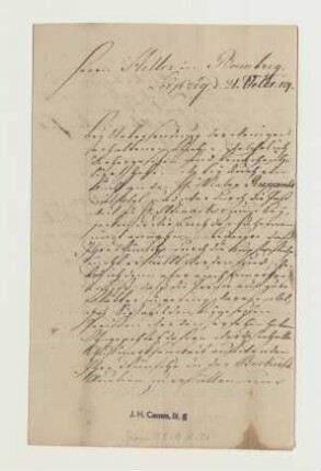 Brief von Johann Gottlob Wilhelm Grau an Joseph Heller