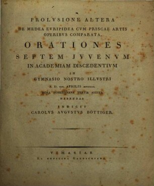 Prolusione prima et altera de Medea Euripidea : cum priscae artis operibus comparata, 2
