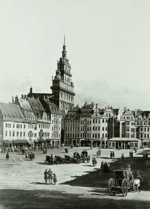 Der Altmarkt zu Dresden von der Schloßstraße aus : Dresden, Altmarkt, Bellotto-Gemälde