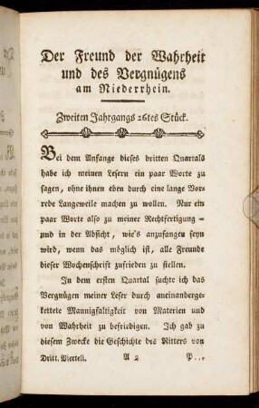 Zweiten Jahrgangs 26tes Stück.