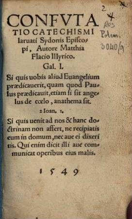 Confutatio Catechismi laruati Sydonis Episcopi