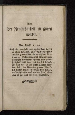 Von der Fruchtbarkeit in guten Werken. über Coloss. 1, 10.