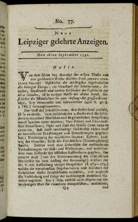 No. 77. Den 26ten September 1791.