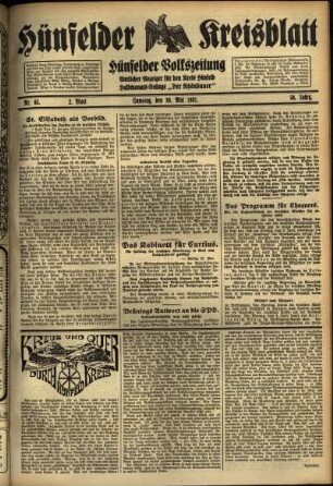 Zweite Ausgabe vom Samstag, den 30. Mai 1931.