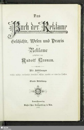 4: Das Buch der Reklame : Geschichte, Wesen und Praxis der Reklame