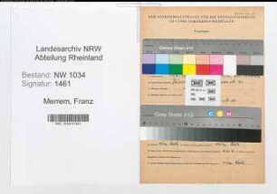 Entnazifizierung Franz Merrem , geb. 13.06.1894 (Major)