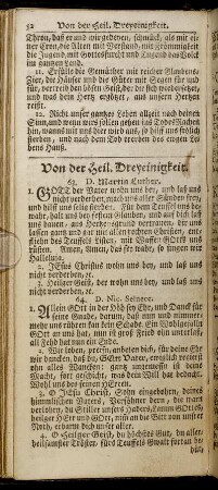 Von der Heil. Dreyeinigkeit. - In Pest und theurer Zeit.