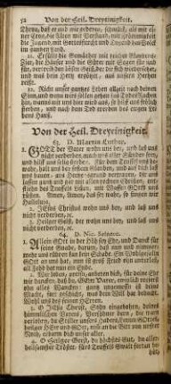 Von der Heil. Dreyeinigkeit. - In Pest und theurer Zeit.