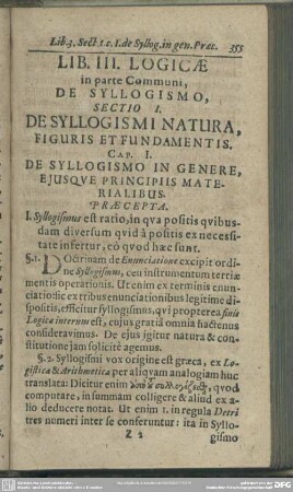 Lib. III. Logicae in parte Communi, De Syllogismo