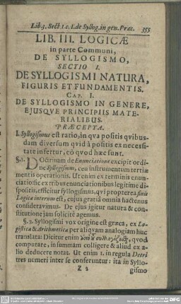 Lib. III. Logicae in parte Communi, De Syllogismo