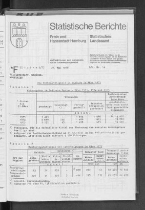 Die Hochbautätigkeit in Hamburg im März 1975 : Lfd. Nr. 14