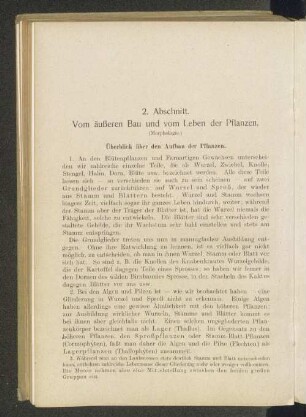 2. Abschnitt. Vom äußeren Bau und vom Leben der Pflanzen.