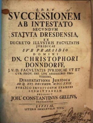 Successionem ab intestato secundum statuta Dresdensia