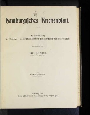 5.1908: Hamburgisches Kirchenblatt