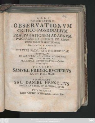 5: Praeparationem Ad Agnvm Paschalem Et Christi De Proditione Ivdae Praedictionem Sigillatem Examinans