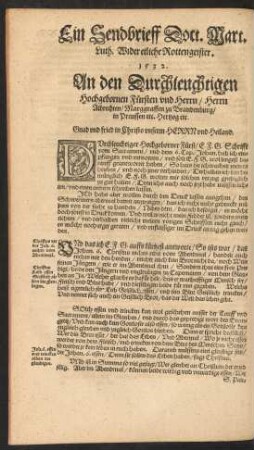 Ein Sendbrieff Doct. Mart. Luth. Wider etliche Rottengeister. 1532.
