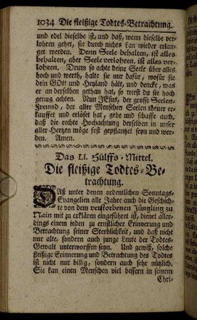 Das LI. Hülffs-Mittel. Die fleißige Todtes-Betrachtung. - Das LIII. Hülffs-Mittel. Die fleißig-besorgte Erbauung des Nächsten.
