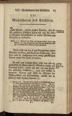VII. Wohlthaten des Erlösers.