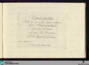 Canzonetta Nato io son nello stato romano per clavicembalo : ricavata dall'opera Axur re d'Ormus
