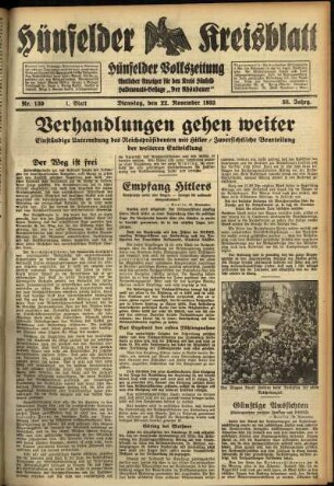 Erste Ausgabe vom Dienstag, den 22. November 1932.
