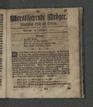 Nummer Söß un Dörtig. Mahndags den 6. September 1751