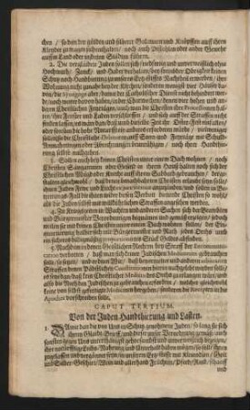 Caput Tertium. Von der Juden Handthierung und Lasten.
