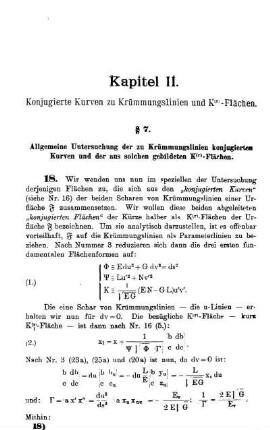 § 7. Allgemeine Untersuchung der zu Krümmungslinien konjugierten Kurven und der aus solchen gebildeten K ( r )-Flächen.