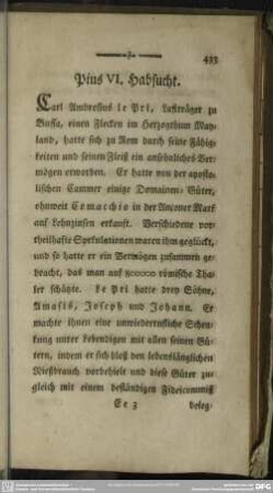 Pius VI. Habsucht